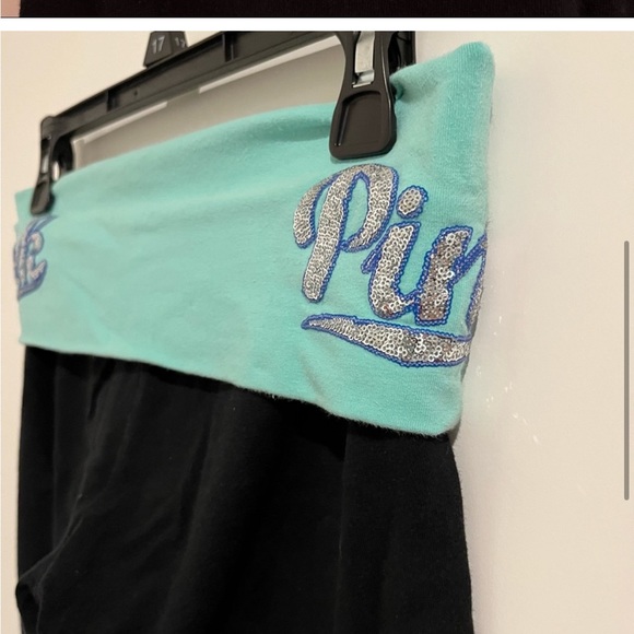 Pink Victoria's Secret fold over sequins yoga leggings size extra small - XS - Picture 6 of 6